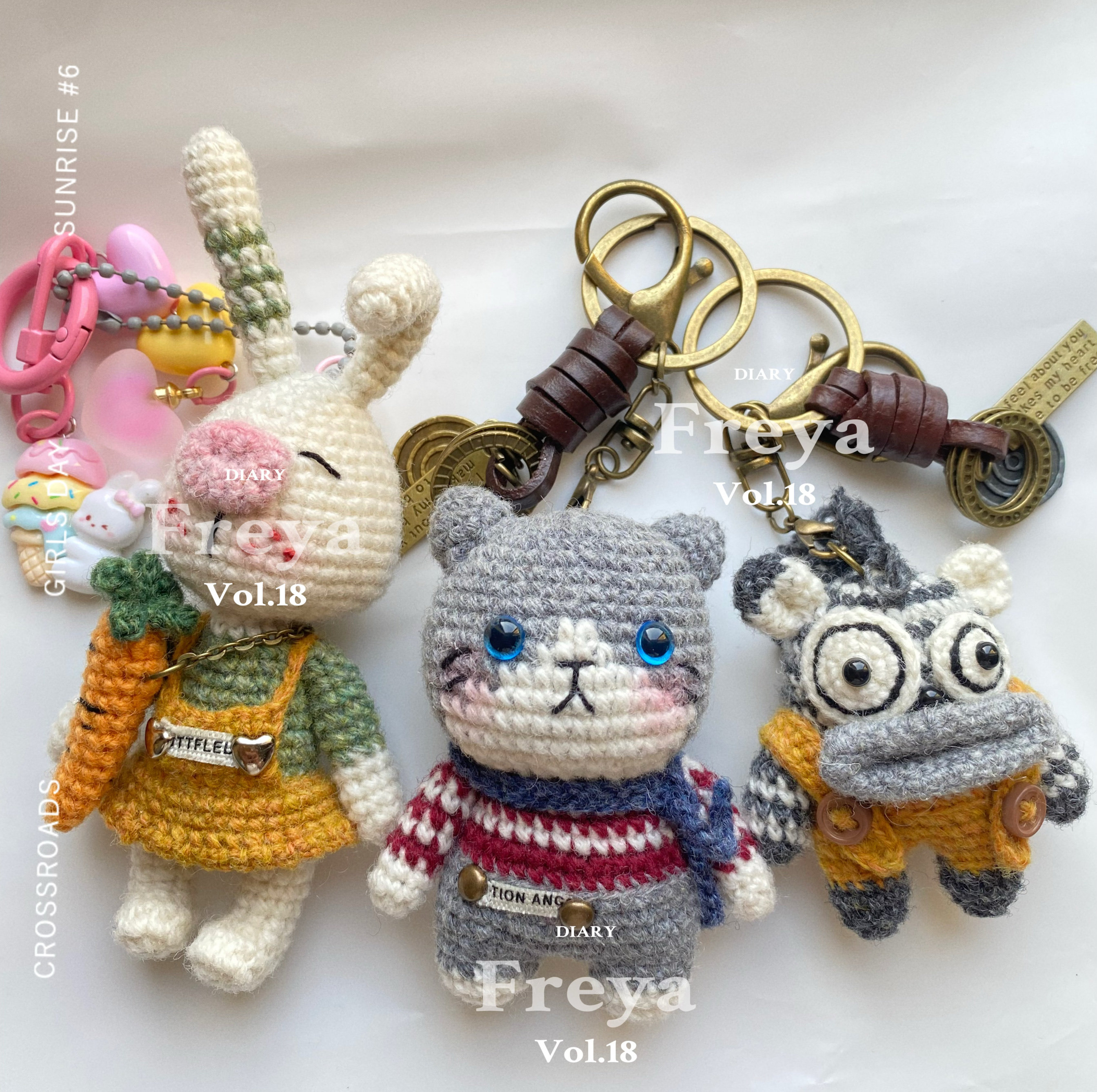 freyaの手作钩织成品动物园萝卜兔猫咪钥匙扣挂件迷糊兔