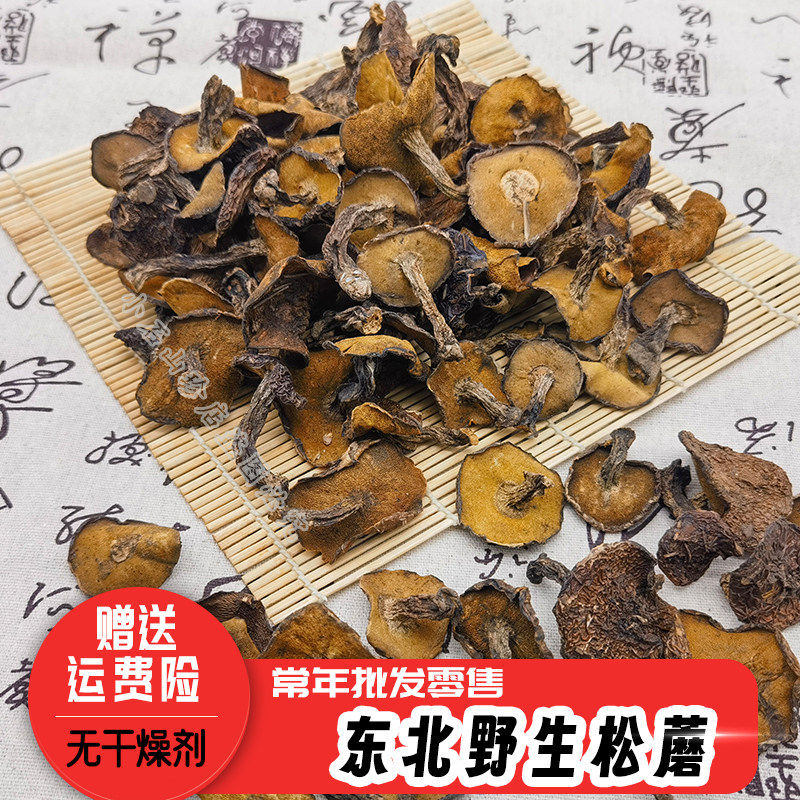 东北松蘑2024年野生蘑菇特产松树菌黑蘑菇新货干货粘团子蛾子包邮