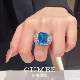 男女同款 CUMEE 大克拉圣玛利亚蓝戒指 人工合成宝石戒指.银镀金