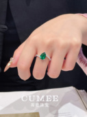 水滴合成仿真祖母绿女款 经典 简约夏日限定款 戒指.银镀金