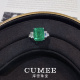 CUMEE 三石简约款 高级感合成仿真祖母绿色女戒戒指.银镀金