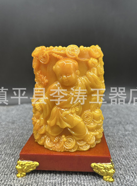 批发仿寿山石笔筒摆件 树脂福娃笔筒家居办公摆件工艺品