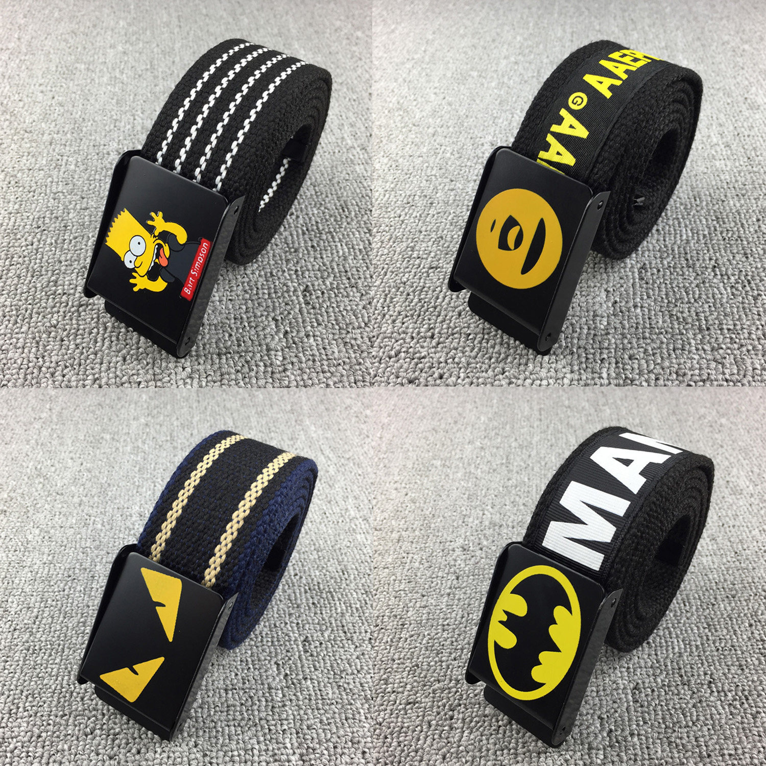 新款平滑帆布皮带男士休闲翻盖按压扣编织裤带年轻人学生潮流腰带