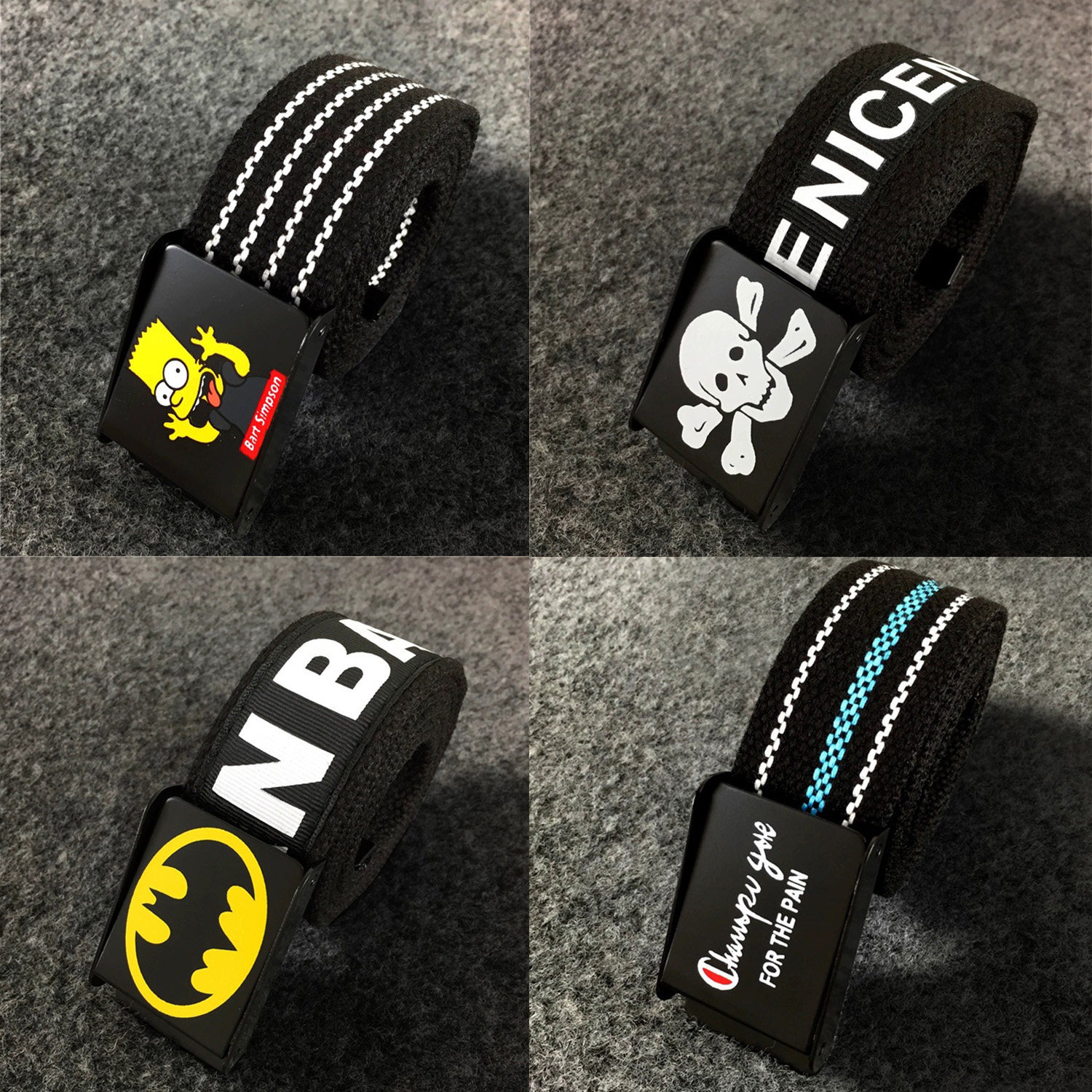 韩版辛普森可爱卡通皮带青年帆布字母自动扣腰带男女学生潮流百搭