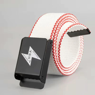 条纹韩版自动扣男士帆布腰带皮带百搭潮男牛仔裤带初中生个性白色