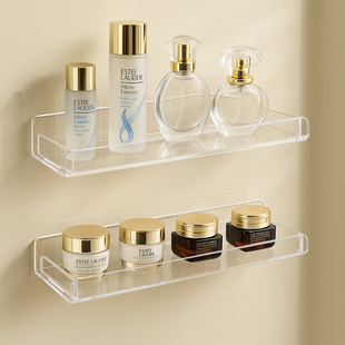 亚克力置物架壁挂隔板免打孔墙上一字板厨房化妆室浴室置物板定制