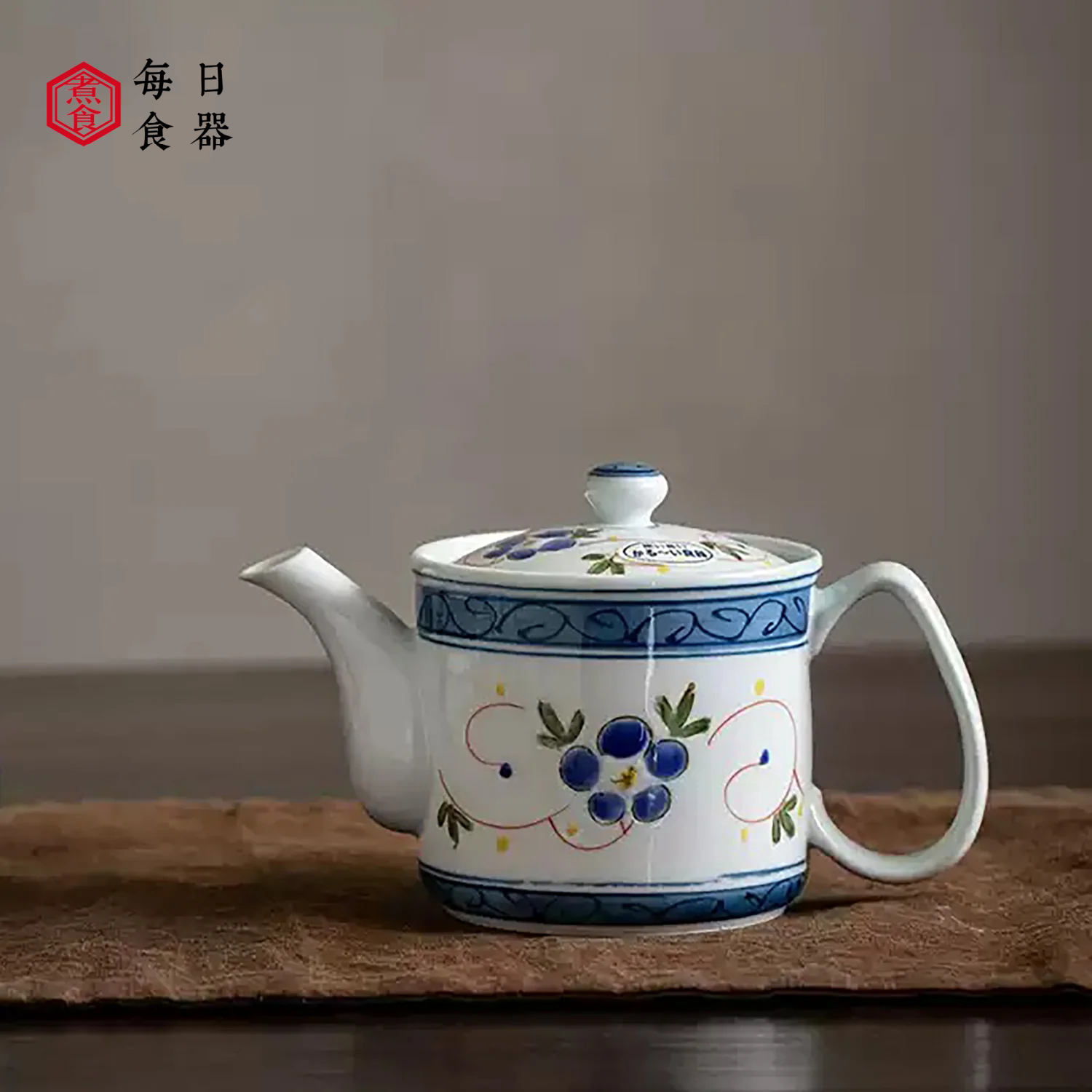 官方正品日本进口一诚陶苑高温釉下彩茶壶小清新简约花卉陶瓷茶具
