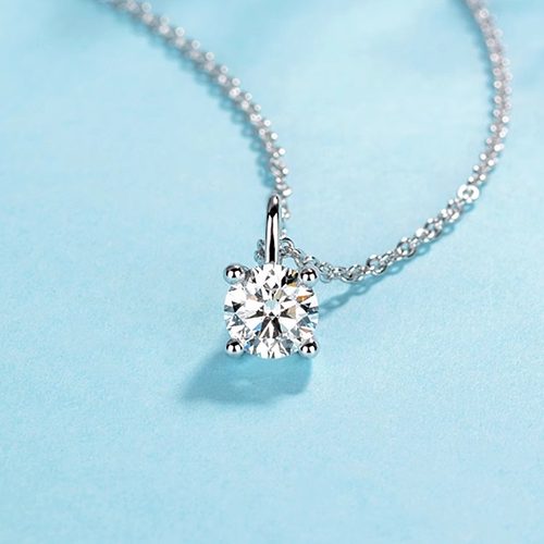 18K白金项链50分一2克拉培育钻石