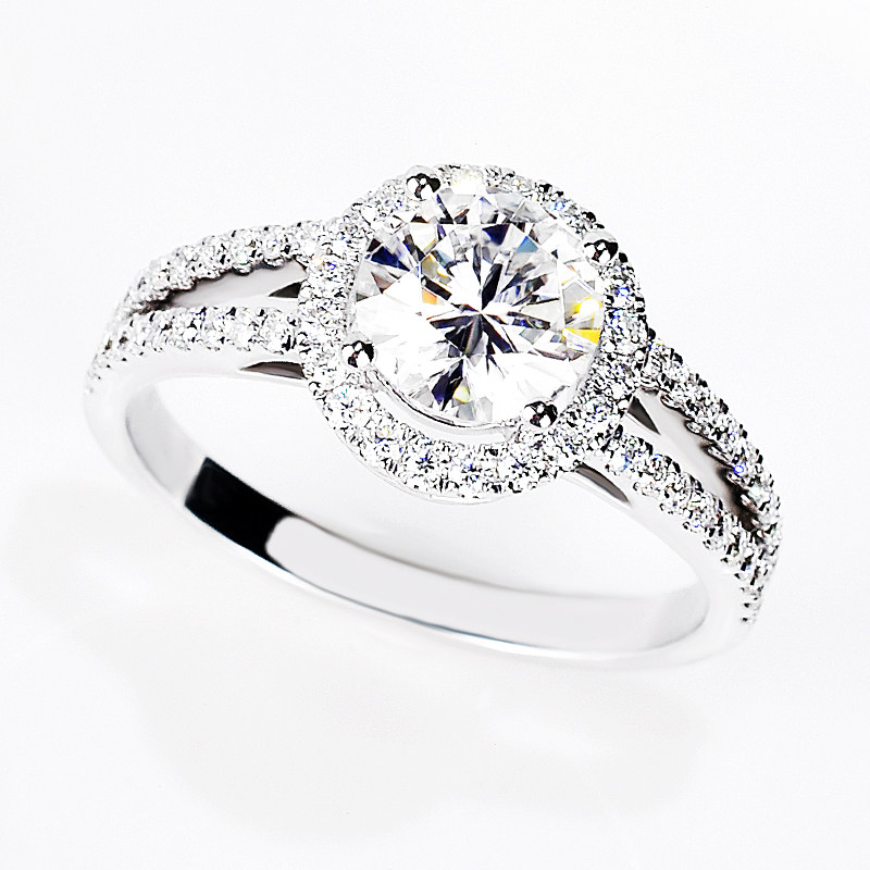 满天星圆包铂金钻戒18k白金50分igi培育钻石戒指女款围镶排钻婚戒