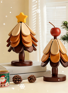创意圣诞树耐高温隔热垫木质