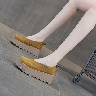 勃肯鞋女2026年新款大头丑萌休闲百搭圆头厚底6CM一脚蹬老爹鞋女