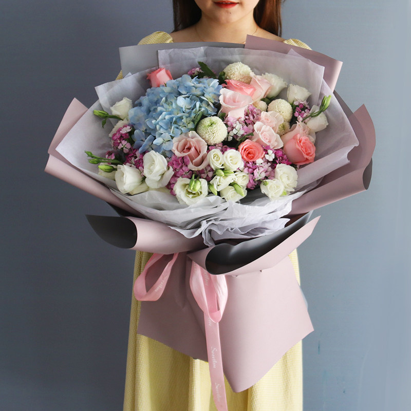 长沙绣球玫瑰花束速递芙蓉生日
