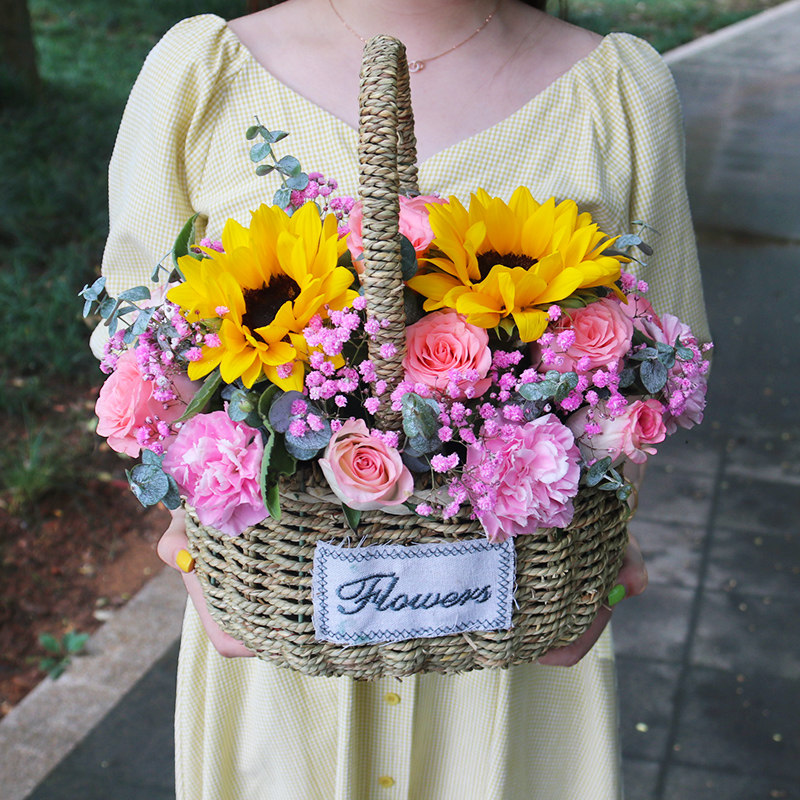 绣球玫瑰手提花篮鲜花速递开业乔迁成都杭州石家庄南宁同城送花店