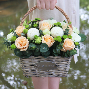 情人节手提花篮鲜花速递苏州同城昆山张家港开业开张乔迁配送花店