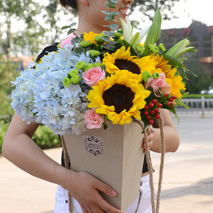 鲜花速递同城配送北京上海广州深圳南京杭州天津向日葵抱抱桶送花