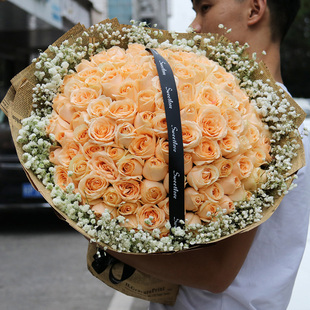 圣诞池州鲜花速递同城红粉香槟玫瑰花束礼盒贵池区亳州冬至送花店