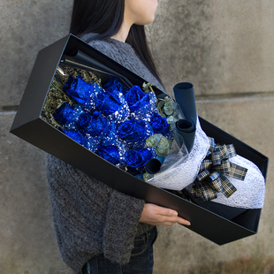 武汉鲜花速递同城江岸江汉乔口汉阳武昌青山蓝色妖姬礼盒生日送花