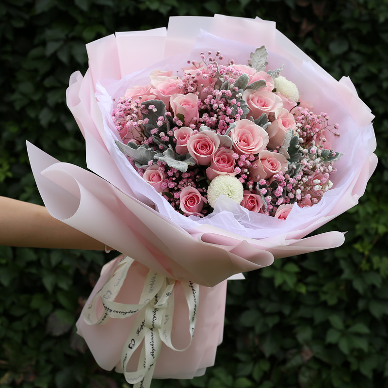 33朵香槟玫瑰同城生日鲜花
