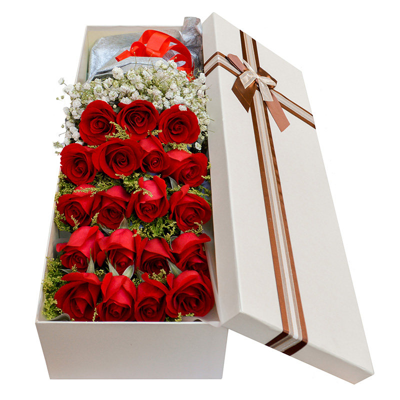 通化红玫瑰花束礼盒鲜花速递东昌区二道江吉林四平同城生日送花店