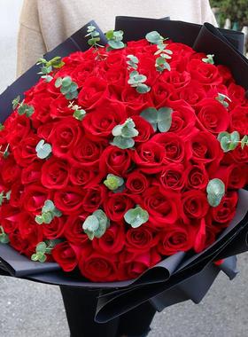 52099朵宁波红玫瑰花束礼盒鲜花速递同城江北区北仑镇海送