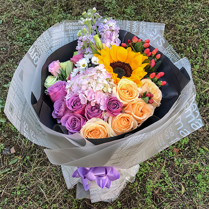江门鲜花速递红玫瑰绣球混搭花束蓬江江海新会开平生日同城送花店