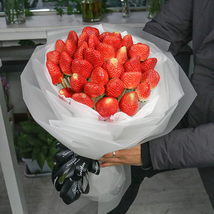 网红奶油草莓创意DIY花束渝中江北沙坪重庆鲜花速递同城生日送花