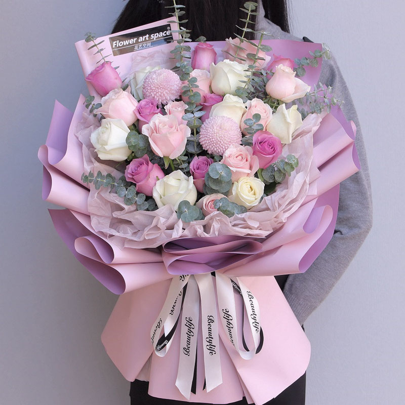 混搭玫瑰花束同城鲜花速递北京鲜花店上海深圳广州东莞生日送花