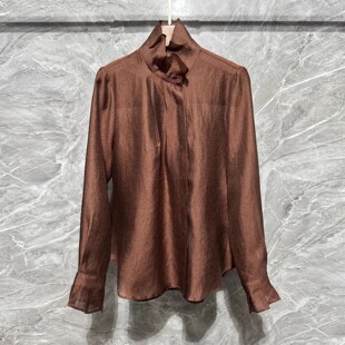 2026新款设计感微透视花苞领天丝衬衫减龄百搭衬衣欧货女法式上衣