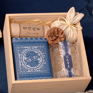 哟喃手作礼品云南大理手工扎染瓦猫文创木盒礼盒送客户朋友创意伴