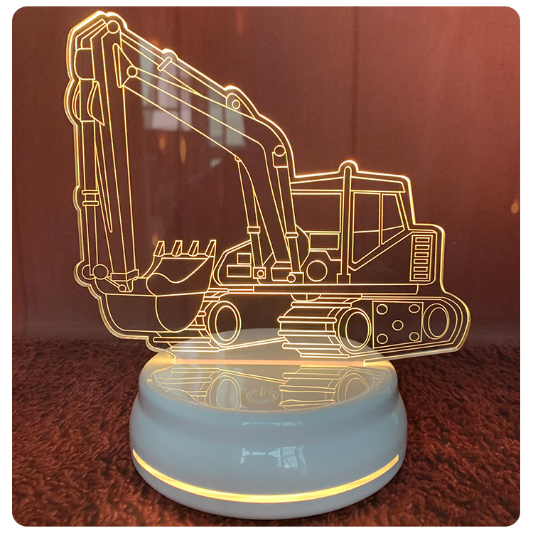 卡通创意挖土机触摸七彩小夜灯