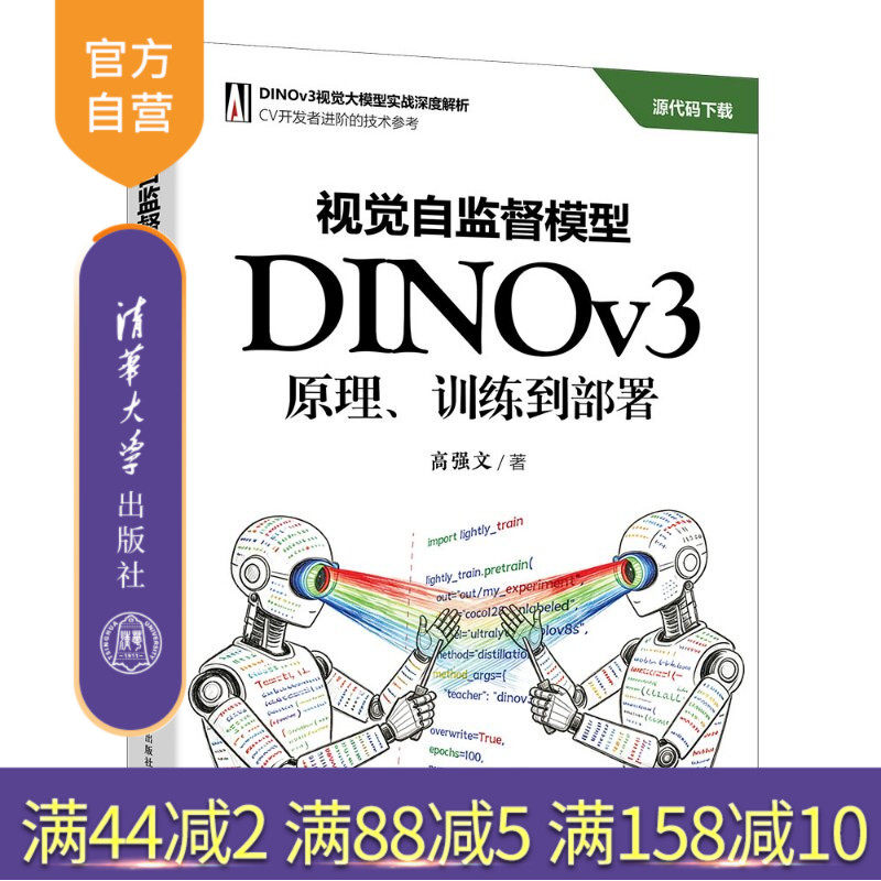 【官方正版新书】 视觉自监督模型DINOv3：原理、训练到部署 高强文 清华大学出版社 DINOv3、自监督学习、计算机