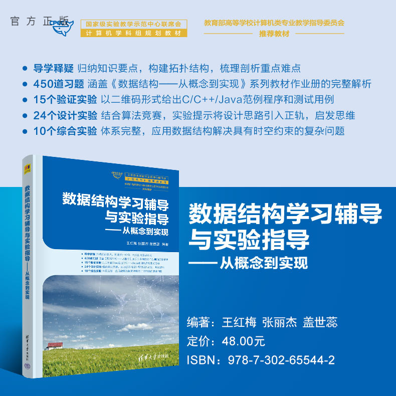 【官方正版新书】 数据结构学习辅导与实验指导——从概念到实现 王红梅、张丽杰、盖世蕊 清华大学出版社 数据结构－高等学校