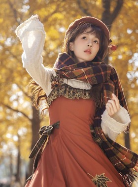 【拾秋记小物】树叶刺绣胸针围巾发夹链接-青LO原创Lolita