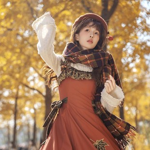 青LO原创Lolita 树叶刺绣胸针围巾发夹链接 拾秋记小物