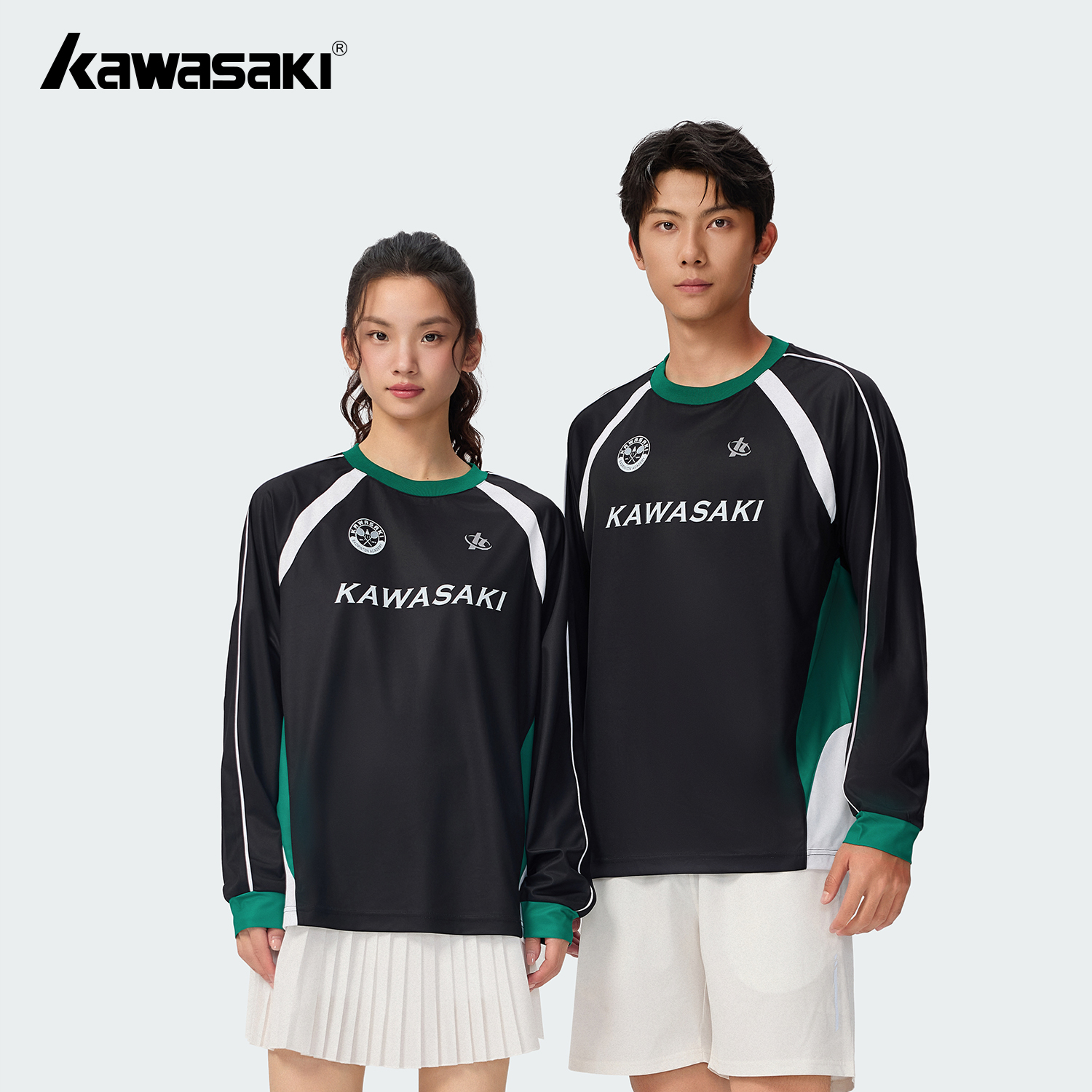 川崎运动长袖羽毛球服网球服