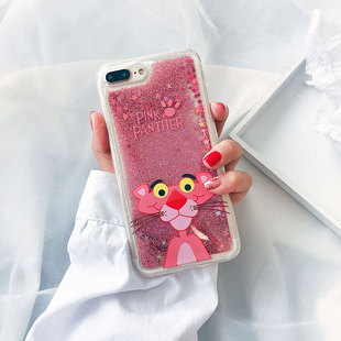 粉红豹适用苹果15流沙iPhone14plus手机壳13Promax硅胶12mini女款11保护套xsmax防摔XR可爱8plus个性创意卡通