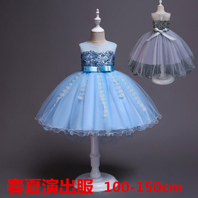 children full dress Flower girl Princess Dress girl David blue Host Piano costume Spring and summer Tuxedoin the Children/Baby/Family fitted , Children dress  category - from Buy2taobao.com to provide professional Taobao agent buy service