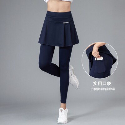 女假两件运动裤裙夏季遮臀裙速干健身跑步瑜伽长裤羽毛球网球裙子