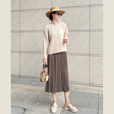 三宅褶皱新款宽松显瘦半身裙上衣