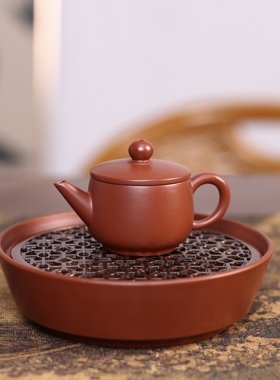 潮州原矿朱泥小品汉瓦壶50cc小容量一壶一杯喝茶茶壶旅行喝茶茶具