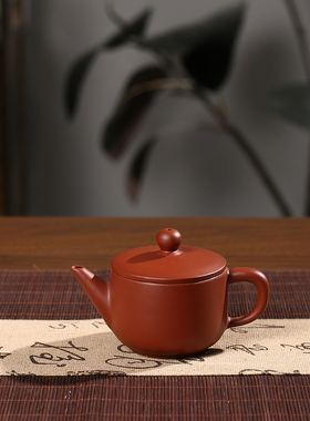潮州朱泥手拉壶大口汉瓦壶小容量功夫小茶壶紫砂泡茶家用茶壶