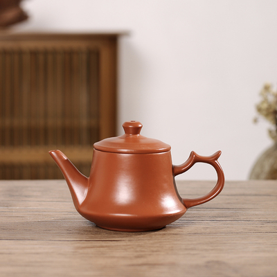 潮州老安顺工夫茶冲罐朱泥手工大口汉钟壶三杯家用小茶壶手工壶