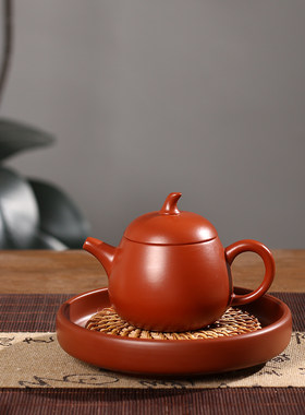 潮州原矿朱泥手拉壶茄瓜壶小容量小品工夫茶壶家用冲茶壶工夫茶器