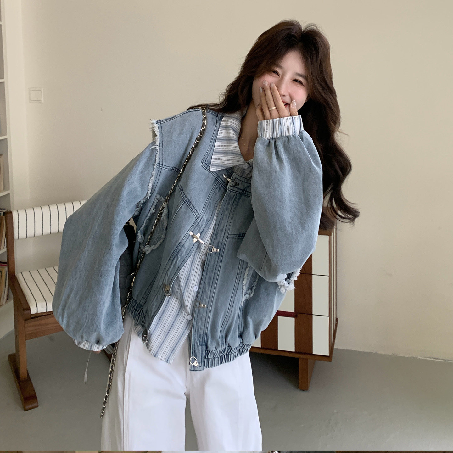 新款2026春季高品质牛仔马甲两件套外套6007P175控288,女装短外套,2C100