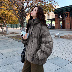 韩版小众晕染羽绒服女2025年冬季新款连帽超好看显瘦90白鸭绒外套图片