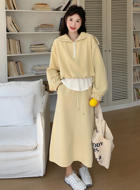 现货2026春季高品质休闲套装裙上衣假两件2516P175控258