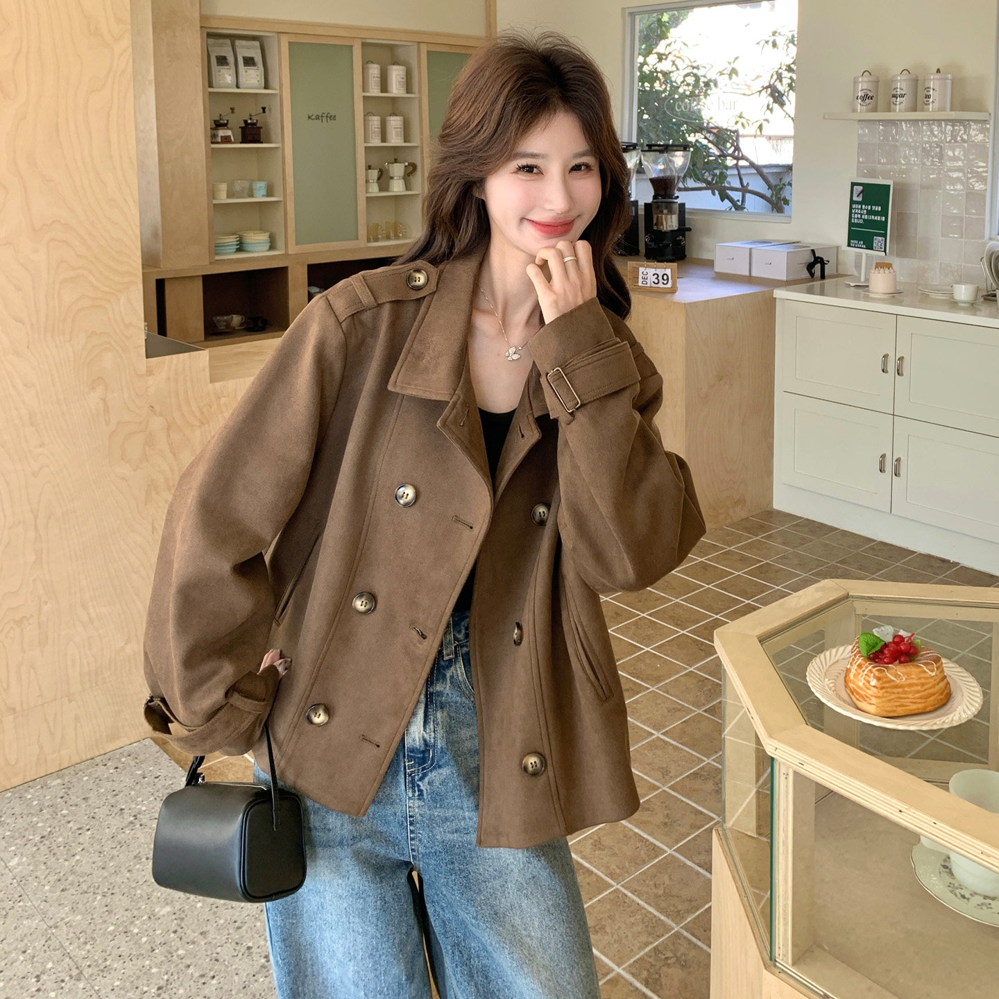 新款2026春季高品质麂皮绒外套6008P175控288,女装短外套,2C100