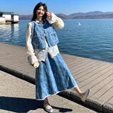 新款2026春季新款高品质牛仔蕾丝三件套6003P225控368，女装套装/套裙，2C100