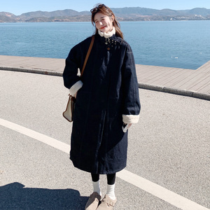 韩版加厚中长款立领牛仔羽绒服女2025冬季新款显瘦保暖白鸭绒外套图片