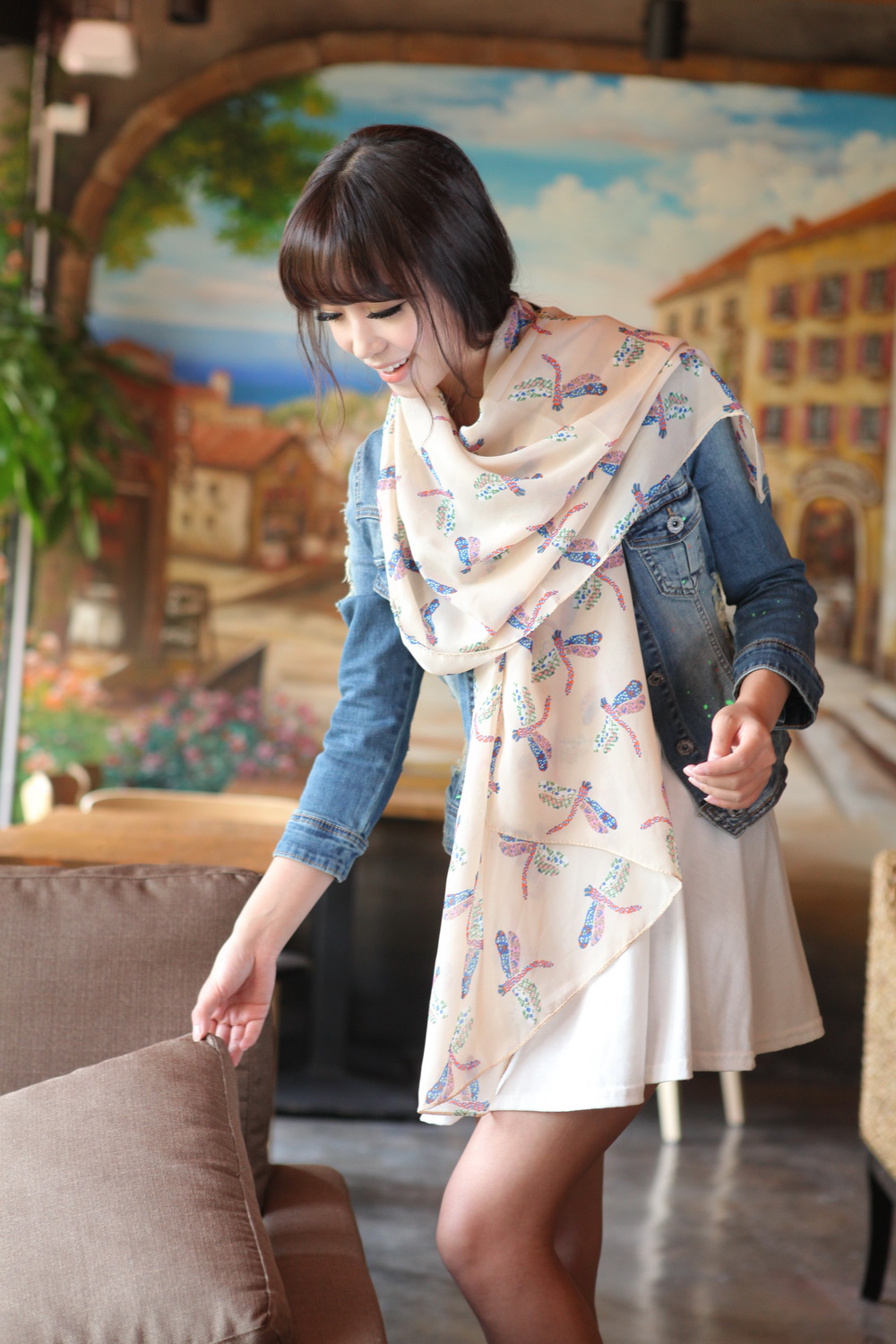 2017新款女士韩版绒雪纺丝巾秋冬长款乔其纱雪纺大披肩多款入